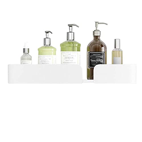 BTYKUYOO Schwebende Regale Kein Bohren Badezimmerregale Wandmontiertes Badezimmerregal Selbstklebendes Anti-Rost-Raum Aluminium for Toilette Badezimmer-schwarz_2 Etagen(Bianco,1st Floor A) von BTYKUYOO
