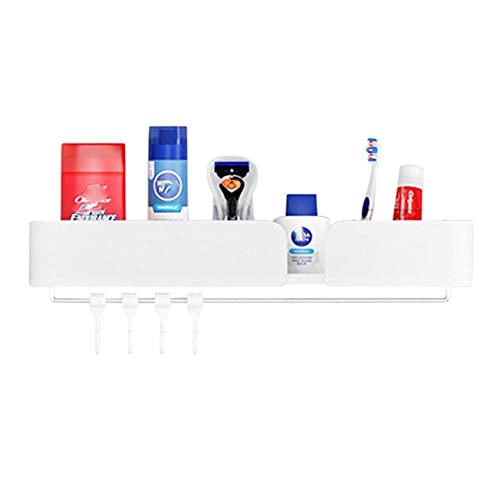 BTYKUYOO Schwebende Regale Kein Bohren Badezimmerregale Wandmontiertes Badezimmerregal Selbstklebendes Anti-Rost-Raum Aluminium for Toilette Badezimmer-schwarz_2 Etagen(Bianco,1st Floor B) von BTYKUYOO