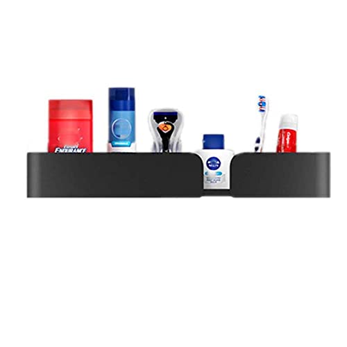 BTYKUYOO Schwebende Regale Kein Bohren Badezimmerregale Wandmontiertes Badezimmerregal Selbstklebendes Anti-Rost-Raum Aluminium for Toilette Badezimmer-schwarz_2 Etagen(Noir,1st Floor A) von BTYKUYOO