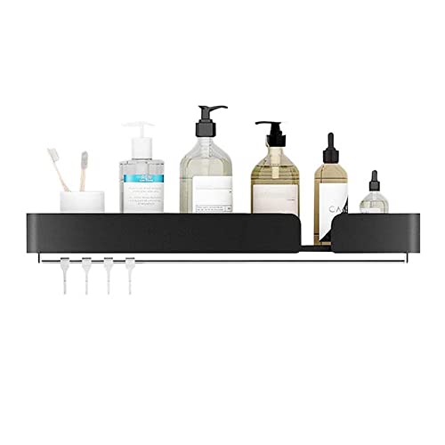 BTYKUYOO Schwebende Regale Wandmontiertes Badezimmerregal Klebende Badezimmerregale Kein Bohren Rostfreier Raum Aluminium for Küche und Bad-Schwarz C_50CM(Black B,40CM) von BTYKUYOO