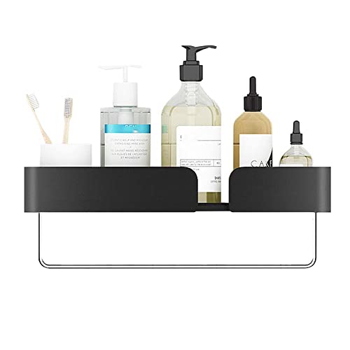 BTYKUYOO Schwebende Regale Wandmontiertes Badezimmerregal Klebende Badezimmerregale Kein Bohren Rostfreier Raum Aluminium for Küche und Bad-Schwarz C_50CM(Black C,30CM) von BTYKUYOO