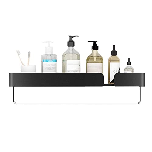BTYKUYOO Schwebende Regale Wandmontiertes Badezimmerregal Klebende Badezimmerregale Kein Bohren Rostfreier Raum Aluminium for Küche und Bad-Schwarz C_50CM(Black C,40CM) von BTYKUYOO