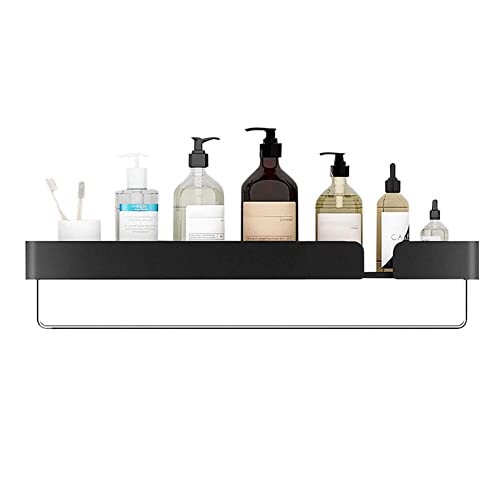 BTYKUYOO Schwebende Regale Wandmontiertes Badezimmerregal Klebende Badezimmerregale Kein Bohren Rostfreier Raum Aluminium for Küche und Bad-Schwarz C_50CM(Black C,50CM) von BTYKUYOO