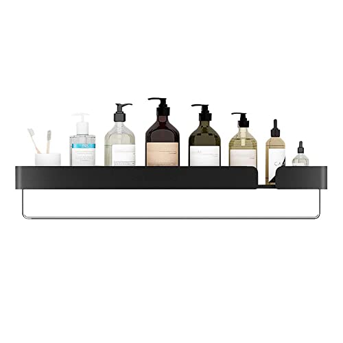 BTYKUYOO Schwebende Regale Wandmontiertes Badezimmerregal Klebende Badezimmerregale Kein Bohren Rostfreier Raum Aluminium for Küche und Bad-Schwarz C_50CM(Black C,60CM) von BTYKUYOO