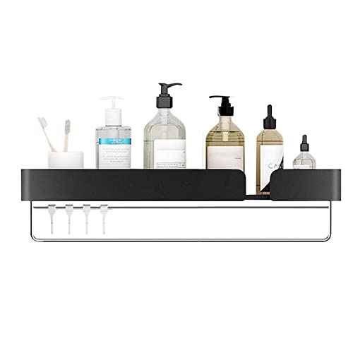 BTYKUYOO Schwebende Regale Wandmontiertes Badezimmerregal Klebende Badezimmerregale Kein Bohren Rostfreier Raum Aluminium for Küche und Bad-Schwarz C_50CM(Black D,40CM) von BTYKUYOO