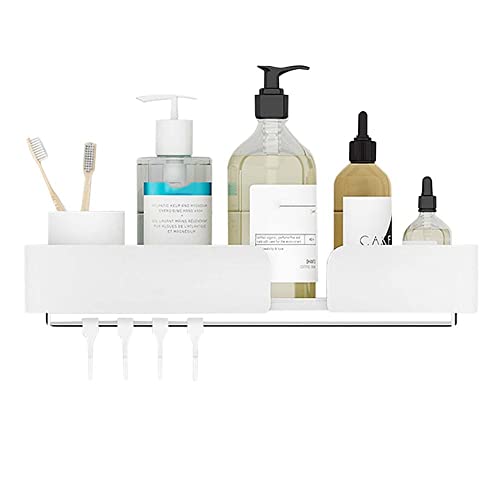 BTYKUYOO Schwebende Regale Wandmontiertes Badezimmerregal Klebende Badezimmerregale Kein Bohren Rostfreier Raum Aluminium for Küche und Bad-Schwarz C_50CM(White B,30CM) von BTYKUYOO