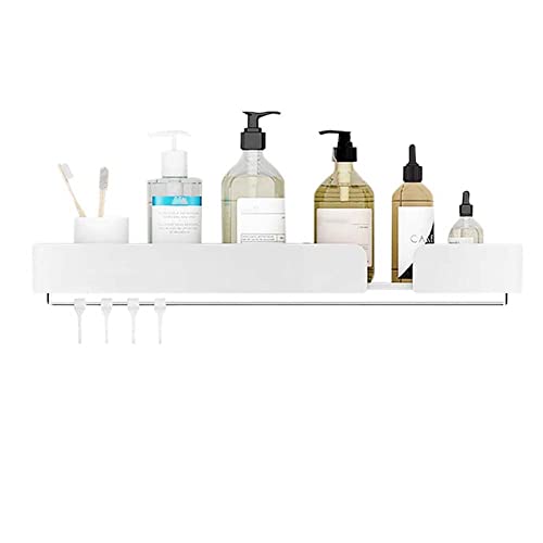 BTYKUYOO Schwebende Regale Wandmontiertes Badezimmerregal Klebende Badezimmerregale Kein Bohren Rostfreier Raum Aluminium for Küche und Bad-Schwarz C_50CM(White B,40CM) von BTYKUYOO