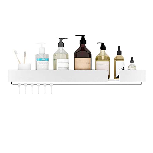 BTYKUYOO Schwebende Regale Wandmontiertes Badezimmerregal Klebende Badezimmerregale Kein Bohren Rostfreier Raum Aluminium for Küche und Bad-Schwarz C_50CM(White B,50CM) von BTYKUYOO