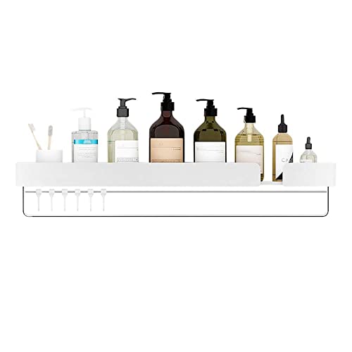BTYKUYOO Schwebende Regale Wandmontiertes Badezimmerregal Klebende Badezimmerregale Kein Bohren Rostfreier Raum Aluminium for Küche und Bad-Schwarz C_50CM(White D,60CM) von BTYKUYOO