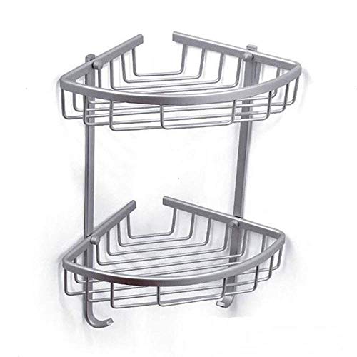 BTYKUYOO Space Aluminium-Badezimmer-Duschregal, Wandhalterung, dreieckiger Korb, for Aufhängen, Aufbewahrung, Eckhalterung, Küche, Gewürzregal mit 2 Haken von BTYKUYOO