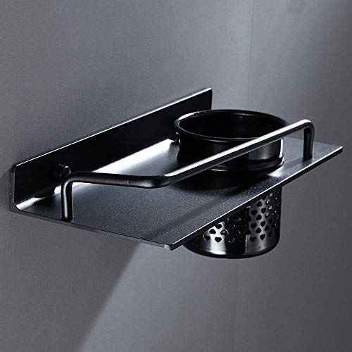 BTYKUYOO Space Aluminium-Multifunktions-Duschablage, an der Wand befestigtes Badezimmer-Küchenregal, abnehmbares Aufbewahrungsregal mit Becher-Shampoo-Kosmetikrasierer(Noir) von BTYKUYOO