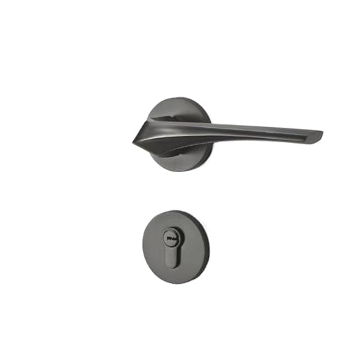 BTYKUYOO Space Aluminum Schwarze Aluminiumlegierung Split Massivholz Haustürschloss Silent Lock Aluminiumoxid Magnetisches Hardware-Schloss(Gun Gray Large 58 Silent) von BTYKUYOO