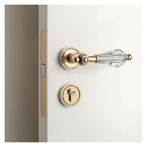 Französisch Stil Silber Gold Schlafzimmer Bad Türschloss Kristall Silent Home Lock Magnetische Türschloss Griff(Gold,Magnetic Silent Set) von BTYKUYOO
