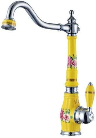 Ausziehbare Spültischarmatur, Bar Bauernhaus Küche Wasserhahn Einzigen Griff Chrom Messing Porzellan Swivel(Navy Blue) von BTYQKZVPM