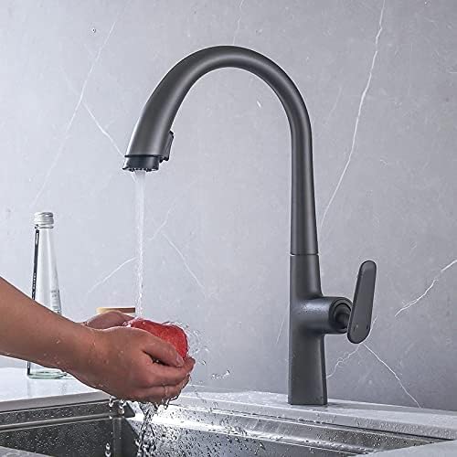 Ausziehbare Spültischarmatur, Bar Bauernhaus Küche Wasserhahn Rotierenden Pull Out Frühling Einzigen Griff Mischer(Matte Black) von BTYQKZVPM