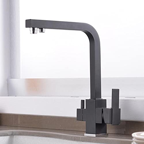 Ausziehbare Spültischarmatur, Drei-Wege-Küchenarmatur aus Messing mit 360-Grad-Drehung for heißes, kaltes und Trinkwasser in(B) von BTYQKZVPM