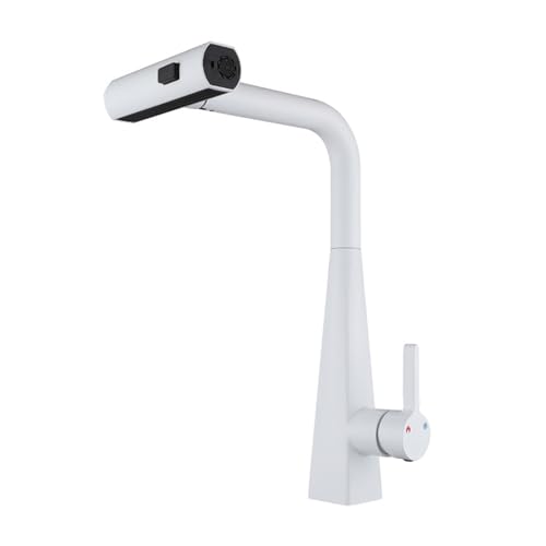 Ausziehbare Spültischarmatur, Küchenarmatur mit Pull-Down-Sprüher, 3-Modus, 360-Grad-Schwenk, 304 Edelstahl(White) von BTYQKZVPM