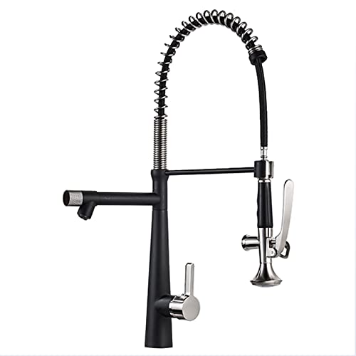 Ausziehbare Spültischarmatur, Pull Out Küchenarmatur 360 Schwenkbar Down Sprayer Messing Einhandgriff Schwarz Gebürstet(Black+brushed) von BTYQKZVPM