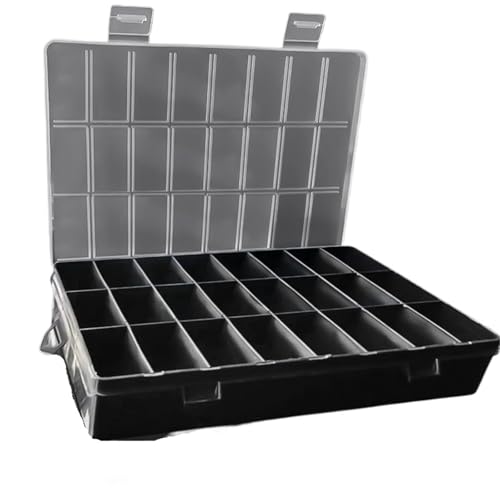BTYQKZVPM Angelzubehör-Organizer, 24 Grids Kunststoff Aufbewahrungsbox Organizer Container(Black) von BTYQKZVPM