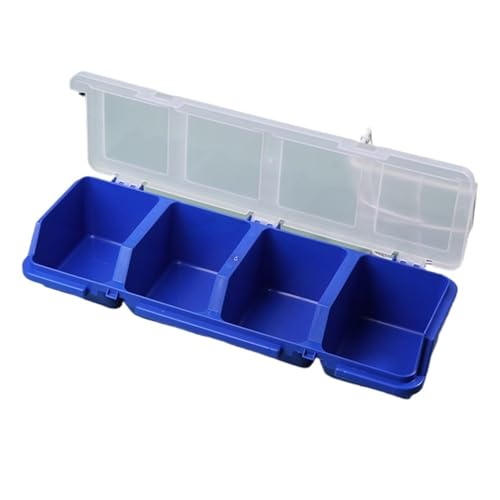 BTYQKZVPM Angelzubehör-Organizer, Robuste Aufbewahrungsbox aus Kunststoff mit 4 Fächern und Deckel, Mehrfarbig, for Schrauben, Nägel, Bolzen, Hardware, 1 Packung(Blue) von BTYQKZVPM