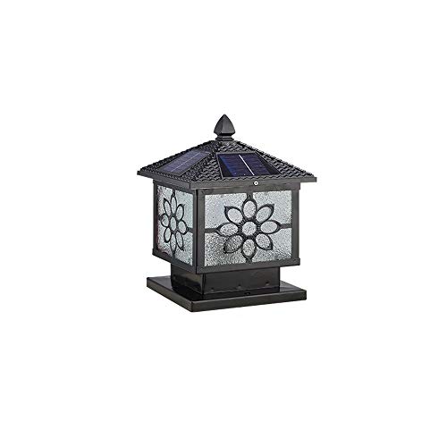 BTYQKZVPM Außenzaunpfostenleuchten, IP45 Wasserdichte LED Glassäulenleuchte Aluminium Vintage Outdoor Schwarz & Messing Mehrere Größen(Black-s) von BTYQKZVPM