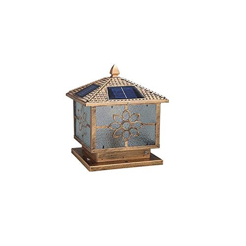 BTYQKZVPM Außenzaunpfostenleuchten, IP45 Wasserdichte LED Glassäulenleuchte Aluminium Vintage Outdoor Schwarz & Messing Mehrere Größen(Brass-l) von BTYQKZVPM