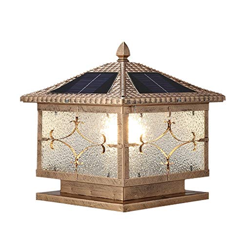 BTYQKZVPM Außenzaunpfostenleuchten, Solarsäulenleuchte LED Aluminiumdruckguss Outdoor Garten Hof Wandpfostenleuchte Multicolor(Bronze-30cm) von BTYQKZVPM