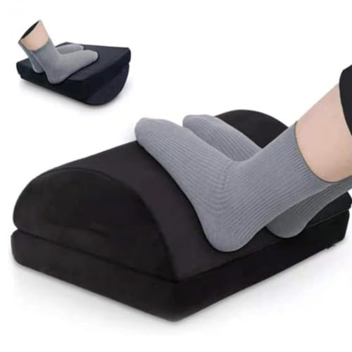 BTYQKZVPM Fußstütze für das Büro, ergonomischer Fußhocker, Fußstütze for unter dem Schreibtisch, 2 höhenverstellbare Fußstützen aus Memory-Schaum(Black) von BTYQKZVPM