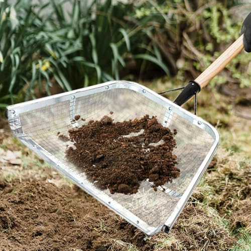 BTYQKZVPM Garten-Erde-Kompost-Sieb, Gartenboden-Sand-Schmutz-Sieb-Schaufel-Sammelwerkzeug mit Mesh-Blumenerde-Schaufel aus Stahl, 3 Stile(Mesh 1.2x1.2cm) von BTYQKZVPM