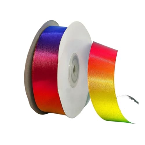 BTYQKZVPM Halloween-Dekoration, Satinbänder for Verpacken von Kuchen, Mehrfarbig, Verschiedene Breiten, 45,7 m, 2er-Pack(25MM-Wide) von BTYQKZVPM