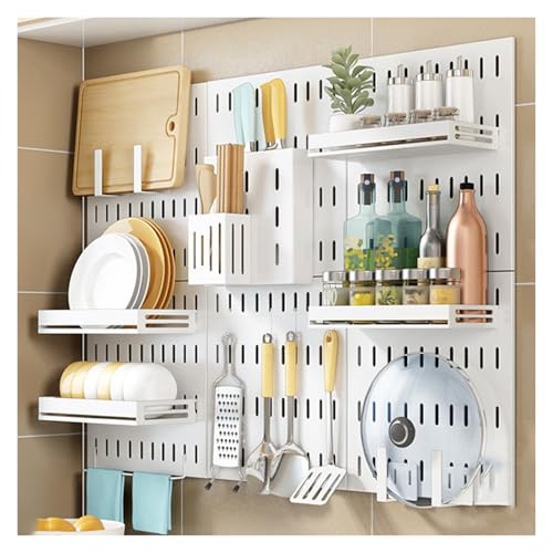 BTYQKZVPM Küchen-Stecktafel-Organizer, Edelstahl-Speicher-Lochbrett-Wand-montiertes Pegboard-Kit Weiß Mehrere Größen(Style 3) von BTYQKZVPM