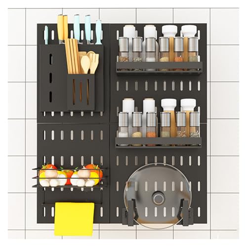 BTYQKZVPM Küchen-Stecktafel-Organizer, Metall-Pegboard-Wand-Organizer-Kit Schwarz Mehrere Größen mit Zubehör(Style 2) von BTYQKZVPM