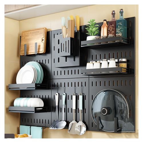 BTYQKZVPM Küchen-Stecktafel-Organizer, Metall-Pegboard-Wand-Organizer-Kit Schwarz Mehrere Größen mit Zubehör(Style 5) von BTYQKZVPM