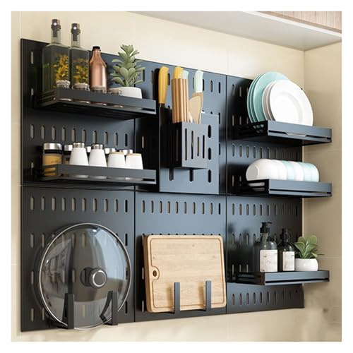 BTYQKZVPM Küchen-Stecktafel-Organizer, Metall-Pegboard-Wand-Organizer-Kit Schwarz Mehrere Größen mit Zubehör(Style 6) von BTYQKZVPM