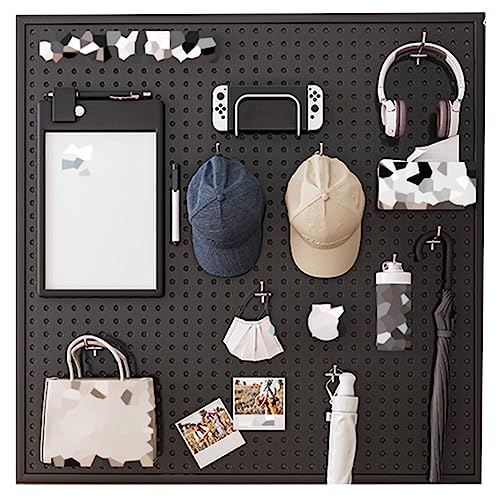 BTYQKZVPM Küchen-Stecktafel-Organizer, Metall-Stecktafel-Wand-Organizer-Set mit 10 Haken, Mehrfarbig, mehrere Größen(Black,100x40cm) von BTYQKZVPM