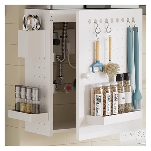 BTYQKZVPM Küchen-Stecktafel-Organizer, Pegboard Organizer Kit Weiß Mehrere Größen Mit Haken Tablett Essstäbchen Regal(30x17x30cm) von BTYQKZVPM