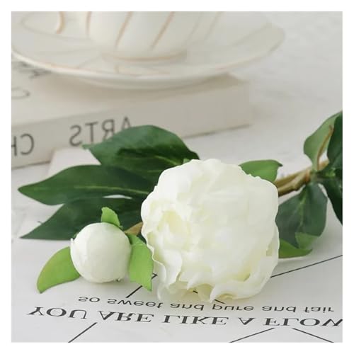 BTYQKZVPM Kunstblumen, 10er-Pack künstliche Pfingstrosen aus Seide, 2-köpfig, Mehrfarbig, 47 cm(White) von BTYQKZVPM