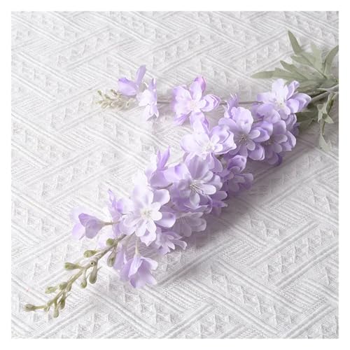 BTYQKZVPM Kunstblumen, 2 Gabeln beflockte Delphinium Hyazinthen Seidenblumen Multicolor 5er-Pack(Purple) von BTYQKZVPM