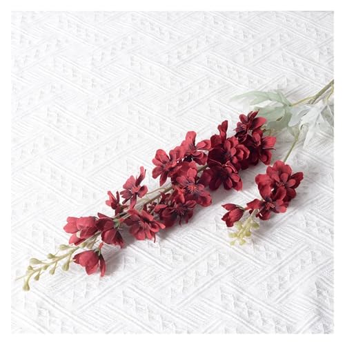 BTYQKZVPM Kunstblumen, 2 Gabeln beflockte Delphinium Hyazinthen Seidenblumen Multicolor 5er-Pack(Red) von BTYQKZVPM
