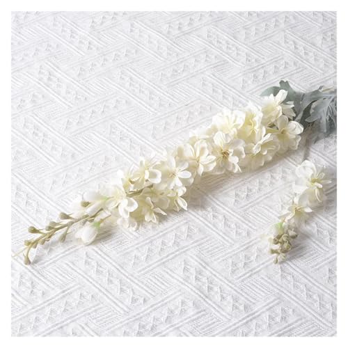 BTYQKZVPM Kunstblumen, 2 Gabeln beflockte Delphinium Hyazinthen Seidenblumen Multicolor 5er-Pack(White) von BTYQKZVPM