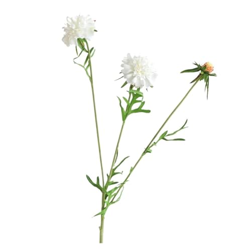BTYQKZVPM Kunstblumen, 4 Stück Kunstblumen 3 Köpfe Dahlie Seidenblume Mehrfarbig 69 cm(White) von BTYQKZVPM