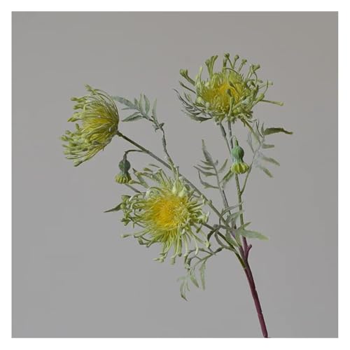 BTYQKZVPM Kunstblumen, 5 Stück Kunststoff-Simulation 3-Kopf beflockte Krabbenschere Chrysantheme Mehrfarbig 65 cm(Green) von BTYQKZVPM