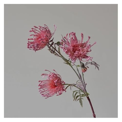 BTYQKZVPM Kunstblumen, 5 Stück Kunststoff-Simulation 3-Kopf beflockte Krabbenschere Chrysantheme Mehrfarbig 65 cm(Pink) von BTYQKZVPM
