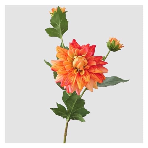 BTYQKZVPM Kunstblumen, 5er-Pack künstliche Dahlien-Seidenblumen mit 3 Köpfen, Mehrfarbig, 65 cm(Orange Color) von BTYQKZVPM