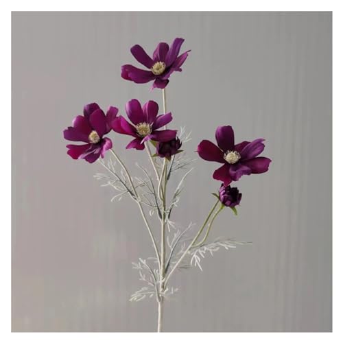 BTYQKZVPM Kunstblumen, 5er-Pack künstliche Kosmos-Seidenblumen, Mehrfarbig, 60 cm(Black Purple) von BTYQKZVPM