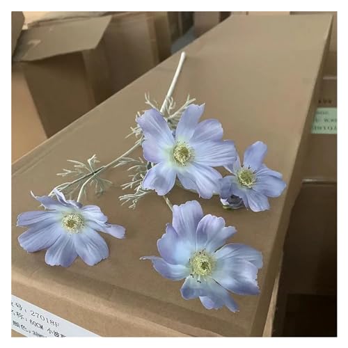 BTYQKZVPM Kunstblumen, 5er-Pack künstliche Kosmos-Seidenblumen, Mehrfarbig, 60 cm(Light Blue) von BTYQKZVPM