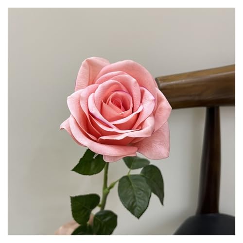 BTYQKZVPM Kunstblumen, 5er-Pack mehrfarbige künstliche feuchtigkeitsspendende Latex-Rosen, die Sich echt anfühlen, 66 cm lang, 10 Durchmesser(Dark Pink Rose) von BTYQKZVPM