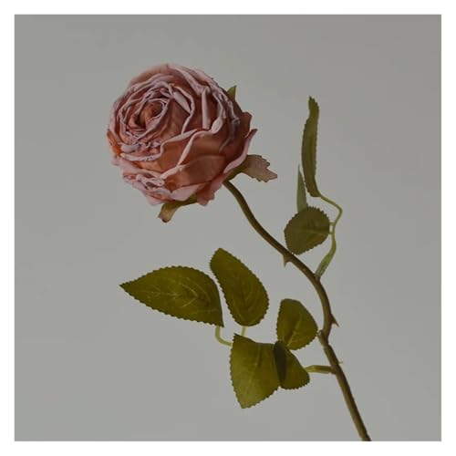 BTYQKZVPM Kunstblumen, Gebrannter Rand Rose Seidenblume 10er Packung Mehrfarbig 40 cm Länge(Deep Pink) von BTYQKZVPM