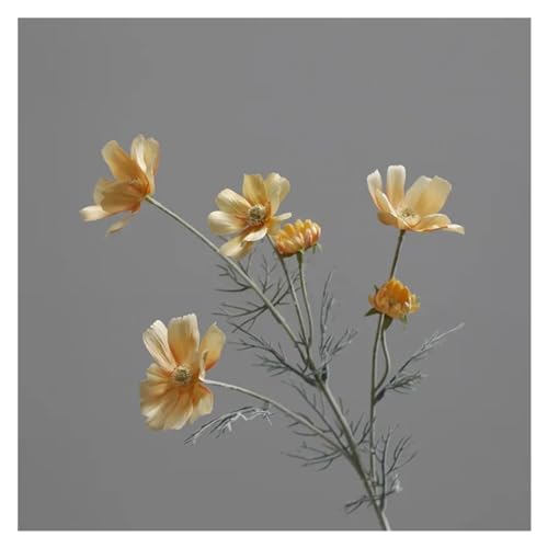 BTYQKZVPM Kunstblumen, Künstlicher Gesangju-Blumenzweig, 5er-Pack, Mehrfarbig(Light Yellow) von BTYQKZVPM