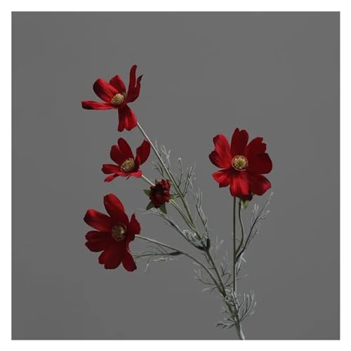 BTYQKZVPM Kunstblumen, Künstlicher Gesangju-Blumenzweig, 5er-Pack, Mehrfarbig(Red) von BTYQKZVPM